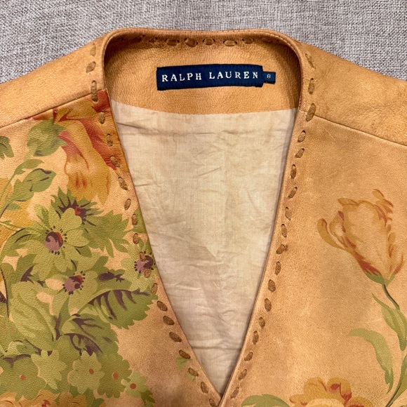 Ralph Lauren Blue Label Rare c. 1990s Hand Painted Deerskin Fringe Vest | 8 - Picture 6 of 7